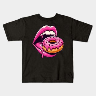 Big Mouth Eating Donut Kids T-Shirt